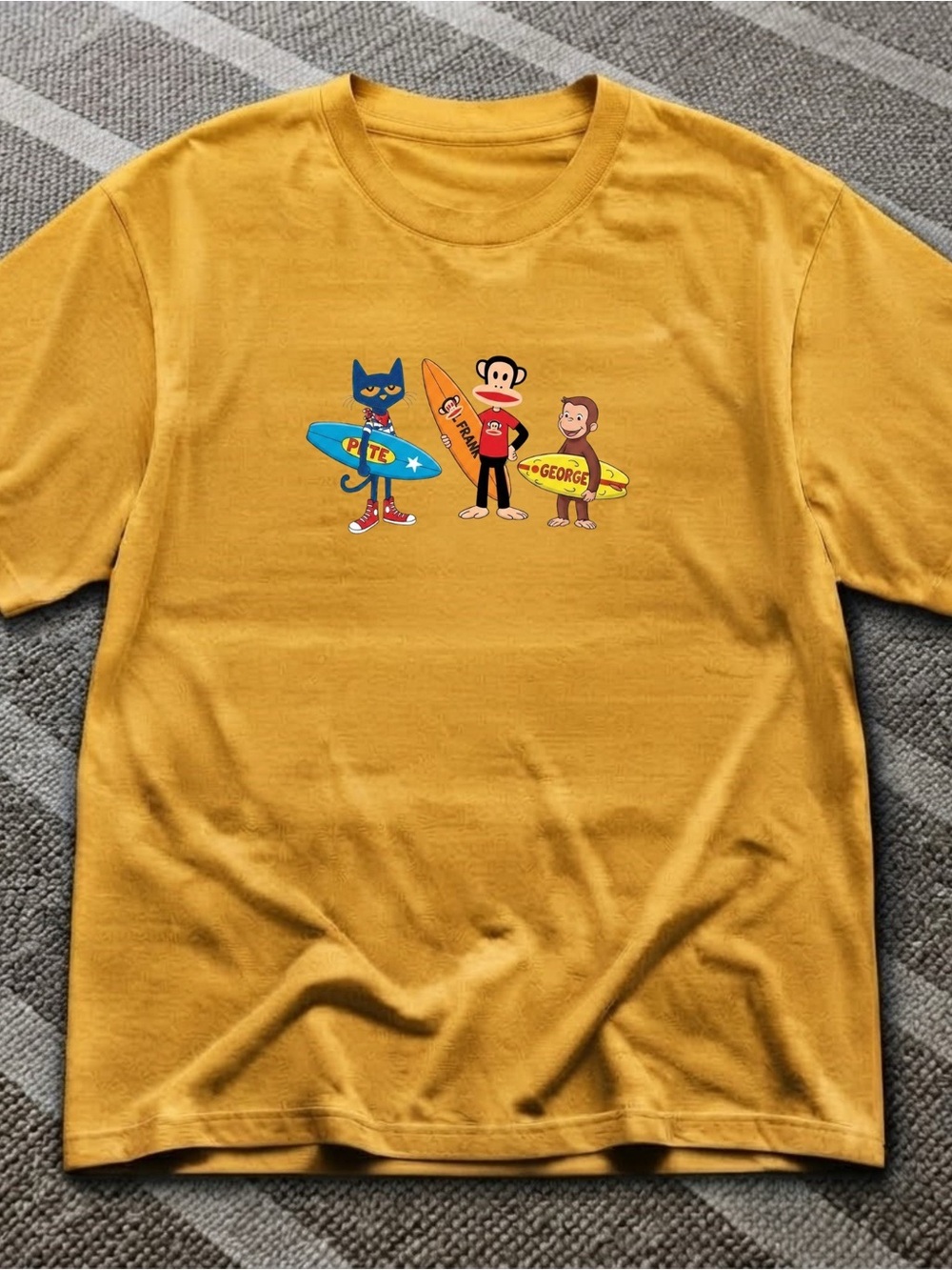 Gildan Mustard Cartoon Crossover Surfer Tee